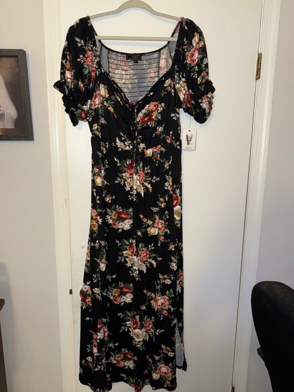 Black Floral Maxi Dress  Sz 2x